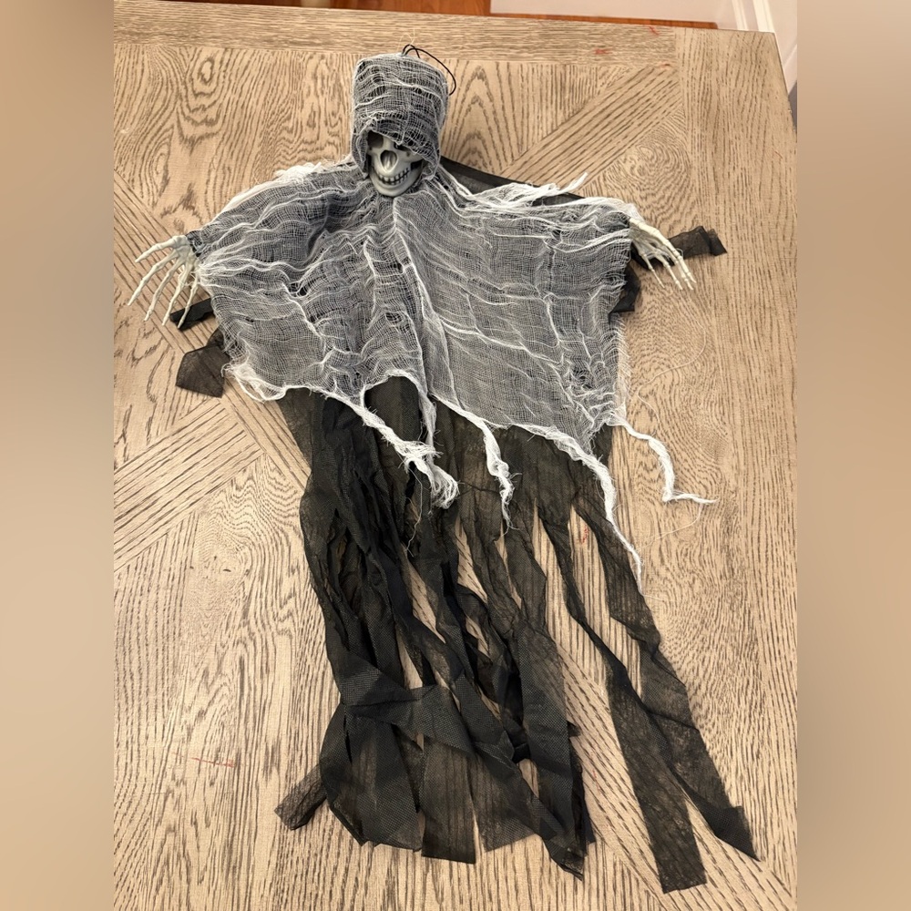 Spooky Gray and Black Skeleton Ghost Decoration